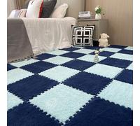 ZBORAVPIX baldosas de Piso de Espuma, Paquete de 10 Alfombrillas de Espuma entrelazadas, Multicolor, 30 x 30 cm(Navy Blue+Light Blue)