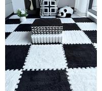 ZBORAVPIX baldosas de Piso de Espuma, Paquete de 10 Alfombrillas de Espuma entrelazadas, Multicolor, 30 x 30 cm(White+Black)