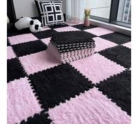 ZBORAVPIX baldosas de Piso de Espuma, Paquete de 10 Alfombrillas de Espuma entrelazadas, Multicolor, 30 x 30 cm(Black+Pink)