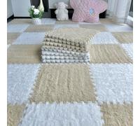 ZBORAVPIX baldosas de Piso de Espuma, Paquete de 10 Alfombrillas de Espuma entrelazadas, Multicolor, 30 x 30 cm(White+Apricot)