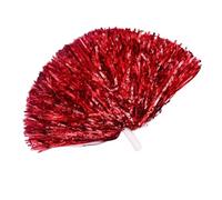 ZBORAVPIX Cheerleader Mano Flor Bola, Serpentinas metálicas de Animadora con asa de plástico, Paquete de 4, Multicolor(Red)