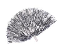 ZBORAVPIX Cheerleader Mano Flor Bola, Serpentinas metálicas de Animadora con asa de plástico, Paquete de 4, Multicolor(Silver)