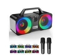 ZBQEJ Máquina de karaoke, altavoz Bluetooth portátil con 2 micrófonos inalámbricos, máquina de karaoke para adultos y niños