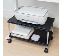 ZBRANDS // Carrito de soporte para impresora Max, 24 x 14 pulgadas (61 x 35.5 cm), soporte de fax móvil con ruedas giratorias, acabado negro, 2 niveles resistentes (máx.)