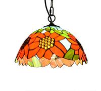 ZBZFGE 12 Inch Style Stained Glass Vintage Pastoral Bird Flowers Shade Pendant Lamp Ceiling Hanging Light Fixture for Living Room,A,C