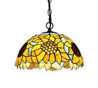 ZBZFGE 12 Inch Style Stained Glass Vintage Pastoral Bird Flowers Shade Pendant Lamp Ceiling Hanging Light Fixture for Living Room,A,C