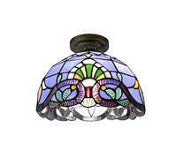 ZBZFGE 12 Inch Vintage Style Semi Flush Mount Lights Pastoral Stained Glass Lamp Restaurant Corridor Decoration Ceiling,O,D