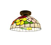 ZBZFGE 12 Inch Vintage Style Semi Flush Mount Lights Pastoral Stained Glass Lamp Restaurant Corridor Decoration Ceiling,O,I