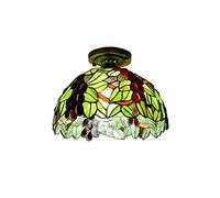 ZBZFGE 12 Inch Vintage Style Semi Flush Mount Lights Pastoral Stained Glass Lamp Restaurant Corridor Decoration Ceiling,O,J