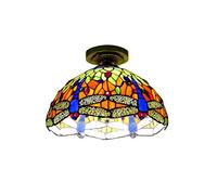 ZBZFGE 12 Inch Vintage Style Semi Flush Mount Lights Pastoral Stained Glass Lamp Restaurant Corridor Decoration Ceiling,O,M