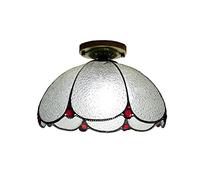 ZBZFGE 12 Inch Vintage Style Semi Flush Mount Lights Pastoral Stained Glass Lamp Restaurant Corridor Decoration Ceiling,O,S