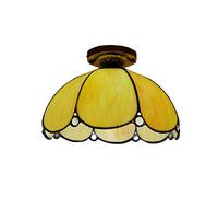 ZBZFGE 12 Inch Vintage Style Semi Flush Mount Lights Pastoral Stained Glass Lamp Restaurant Corridor Decoration Ceiling,O,R
