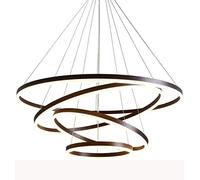 ZBZFGE 120W Pendant Lights Dimmable Remote Control Aluminum Round 4-Ring Hanging Table Lamp Gallery Spiral Staircase Office Ceiling Light Dining Room,Gold-A