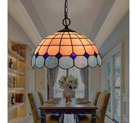 ZBZFGE 16-Inch Style HangLamp Stained Glass Antique Pendant Light Fixture for SunRoom Kitchen Restaurant Hallway Pendant Lamp Chandelier,110-,Orange (Blue)
