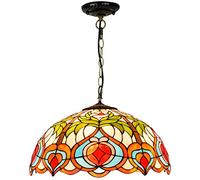 ZBZFGE 20" -Style Pendant Light, Vintage Stained Glass Chandeliers, 3 Light,Victoria-stylen HangLamp for LivRoom Bedroom DinRoom Kitchen Island