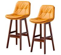 ZBZFGE 24/28 Inches Counter Height Dining Faux Leather Chairs with Back, Stools for Kitchen Island, Bar, Pub (Yellow-2ps,61cm/24in)