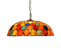 ZBZFGE 24 Inch -Style Chandelier,Vintage Stained Glass Pendant Light,3-Light, Pastoral Decor CeilLight, Bedroom, Kitchen