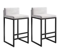 ZBZFGE 26/30 Inch Bar Stools, Barstools Set of 2, Counter Height Stools Tall Bar Chairs with Black Metal Legs and Footrest, Velvet Upholstered Seat (White,65cm/25.6in)