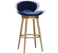 ZBZFGE 26/30 Inch Counter Height Bar Stools, Velvet Barstool with Back and Degree Swivel Seat Top, Dining Chairs for Kitchen Island Pub Living Room (Blue-1ps,65cm/26in)