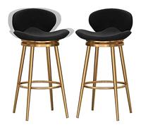 ZBZFGE 26/30 Inch Counter Height Bar Stools, Velvet Barstool with Back and Degree Swivel Seat Top, Dining Chairs for Kitchen Island Pub Living Room (Black-2ps,65cm/26in)