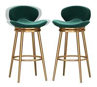 ZBZFGE 26/30 Inch Counter Height Bar Stools, Velvet Barstool with Back and Degree Swivel Seat Top, Dining Chairs for Kitchen Island Pub Living Room (Green-2ps,75cm/30in)