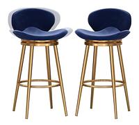 ZBZFGE 26/30 Inch Counter Height Bar Stools, Velvet Barstool with Back and Degree Swivel Seat Top, Dining Chairs for Kitchen Island Pub Living Room (Blue-2ps,65cm/26in)
