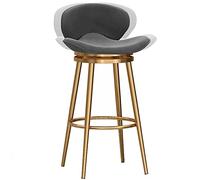 ZBZFGE 26/30 Inch Counter Height Bar Stools, Velvet Barstool with Back and Degree Swivel Seat Top, Dining Chairs for Kitchen Island Pub Living Room (Gray-1ps,75cm/30in)