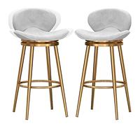 ZBZFGE 26/30 Inch Counter Height Bar Stools, Velvet Barstool with Back and Degree Swivel Seat Top, Dining Chairs for Kitchen Island Pub Living Room (White-2ps,65cm/26in)