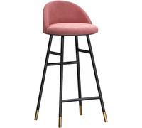ZBZFGE 26/30in Bar Velvet Counter Height Stools Black Metal Legs and Footrest Upholstered Barstool for Kitchen Counter/Dining Room/Breakfast (Pink-1ps,75cm)