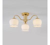 ZBZFGE 3-Light Floral Glass Ceiling Light Compatible with Bedroom Semi Flush Mount Ceiling Light, Flower, Antique Farmhouse Kitchen,Close to Ceiling Light