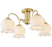 ZBZFGE 3-Light Floral Glass Ceiling Light Compatible with Bedroom Semi Flush Mount Ceiling Light, Flower, Antique Farmhouse Kitchen,Close to Ceiling Light