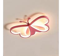 ZBZFGE 36W LED Flush Mount Ceiling Light Dimmable 3-Color Ceiling Lamp Iron Acrylic Close to Ceiling Light Fixture,for Kids Room Bedroom Living Room Lovely Butterfly Lights,Hanging Light(Pink)