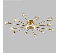 ZBZFGE 6-Head Golden Copper Crystal Chandelier for Living Room, Dining Room & Bedroom - Versatile and Rustic