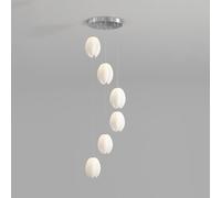 ZBZFGE 6 Lights Foyer Chandeliers Entryway High Ceiling Floral White Flower Light Cluster Long Linear Hanging Chrome Nordic Chandelier for Staircase Stairwell Living Room/
