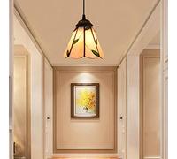 ZBZFGE 6" Small Hanging Light Stained Pendant Ceiling Retro Green Leaf Victorian Art Glass Lamp for Kitchen Island Over1pcs