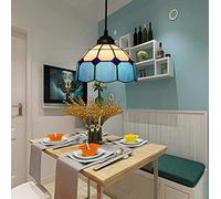 ZBZFGE 8-Inch M- Pendant Lighting Antique Style 1-Light Ceiling Pendant Fixture Multi-Colored Glass Chandelier for Dining Room Kitchen Island,F Interesting Life,Hanging Light(A)