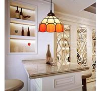 ZBZFGE 8-Inch M- Pendant Lighting Antique Style 1-Light Ceiling Pendant Fixture Multi-Colored Glass Chandelier for Dining Room Kitchen Island,F Interesting Life,Hanging Light(D)