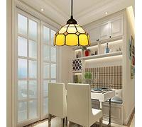 ZBZFGE 8-Inch M- Pendant Lighting Antique Style 1-Light Ceiling Pendant Fixture Multi-Colored Glass Chandelier for Dining Room Kitchen Island,F Interesting Life,Hanging Light(B)