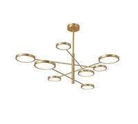 ZBZFGE 8-Lights Brass Chandelier Adjustable Industrial During Light Unique Ring Gold Hanging Light for Kitchen Farmhouse Hallway-Copper 96 * 39cm（Gold-96 * 39cm）