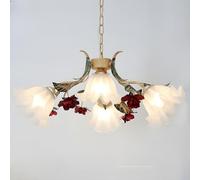 ZBZFGE 9-Lightd Flower Chandelier for Girls Bedroom Frosted Milk Glass Rose Petal Vintage Light Sputnik Large Ceiling Hanging Lamp Farmhouse Living Room Dining Kitchen Foyer/4-Li