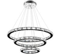 ZBZFGE 96W LED Crystal Lamp Ceiling Pendant Chandelier Creative Three Rings Cold Chandeliers [Energy Class a ++],Hanging Light