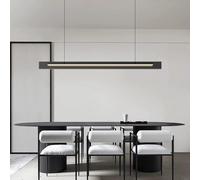 ZBZFGE Adjustable LED Linear Chandelier for Kitchen, Dining Room & Bar - Stainless Steel and Glass Shade