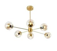 ZBZFGE Amber LED Pendant Chandelier, Adjustable and Glass Lamp for Bedrooms and Dining Rooms (8 Light)