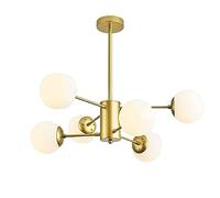 ZBZFGE Amber LED Pendant Chandelier, Adjustable and Glass Lamp for Bedrooms and Dining Rooms (8 Light)