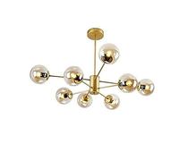 ZBZFGE Amber LED Pendant Chandelier, Adjustable and Glass Lamp for Bedrooms and Dining Rooms (8 Light)