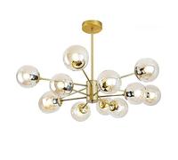 ZBZFGE Amber LED Pendant Chandelier, Adjustable and Glass Lamp for Bedrooms and Dining Rooms (8 Light)