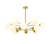 ZBZFGE Amber LED Pendant Chandelier, Adjustable and Glass Lamp for Bedrooms and Dining Rooms (8 Light)