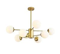 ZBZFGE Amber LED Pendant Chandelier, Adjustable and Glass Lamp for Bedrooms and Dining Rooms (8 Light)