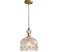 ZBZFGE American Retro Crystal Pendant Light for Bedroom Lamps Ceiling Pendant Light with Bronze Chandelier for Restaurant Study Lamp(20x27cm)