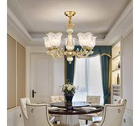 ZBZFGE American Style Full Copper Light Luxury Chandelier Gold Brass Mid Century Pendant Light Semi Flush Mount Hanging Lamps for Dining Bedroom Kitchen Ceiling